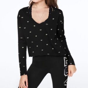 VICTORIA’S SECRET PINK | Girlfriend Lip Print Long Sleeve Crop Tee Women’s Small